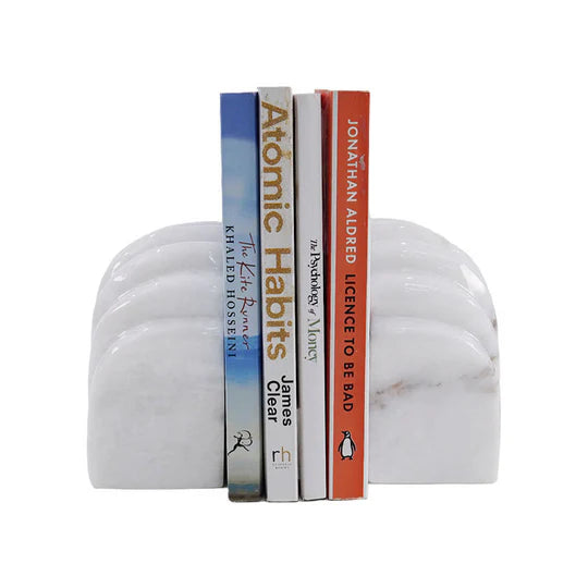 Set of 2 Stylish Shelve Decorative Shell Bookend - White