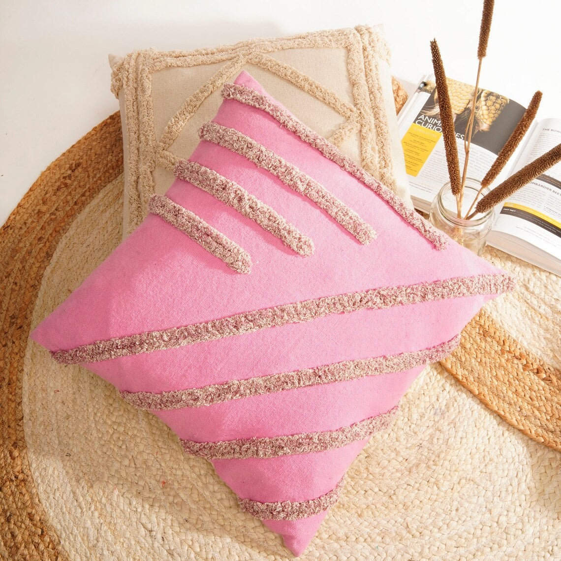 Subtle Sophistication Pink Cotton Cushion Cover 50 x 50cms