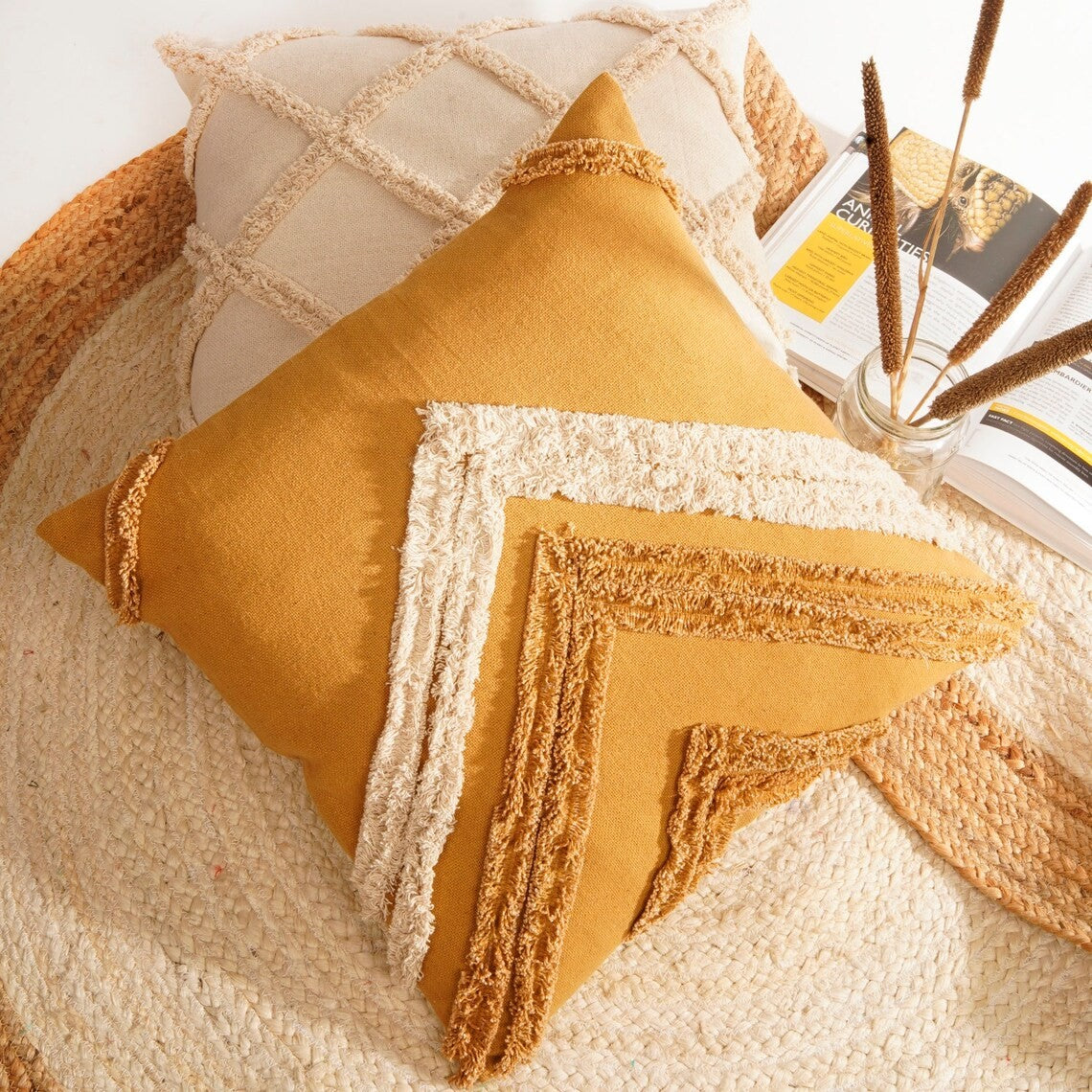 Subtle Sophistication Yellow Cotton Cushion Cover 50 x 50cms