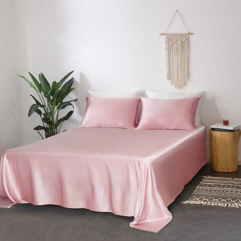 Satiny Queen Size Luxury Beddings Set 153 x 203cms - Jade Pink