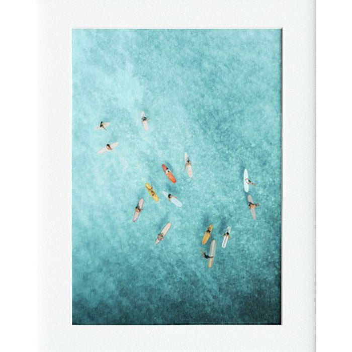 Surfers Sea Mounted Print Wall Decor - 40x50cms