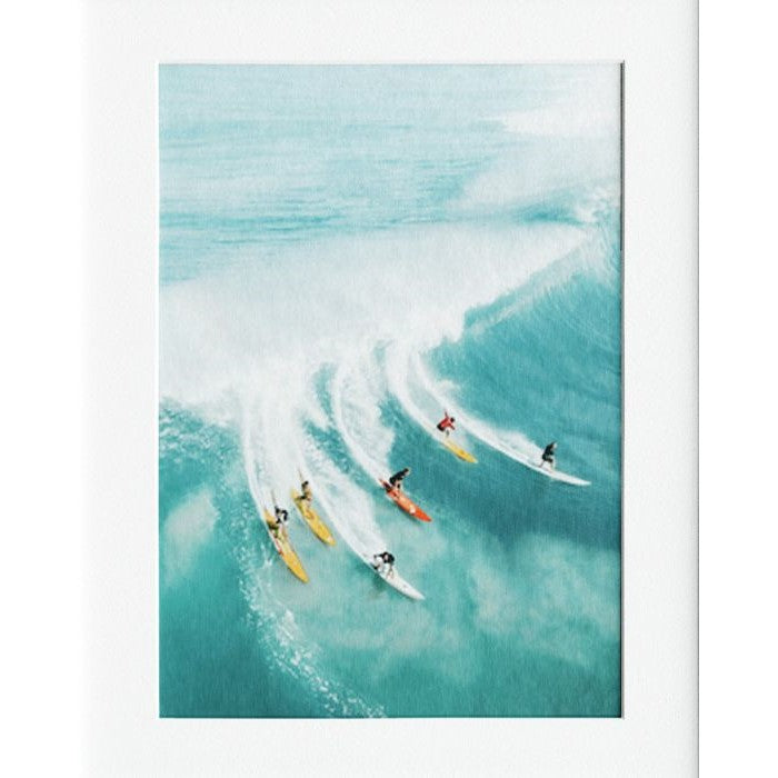 Surfers Wave Mounted Print Wall Decor - 40x50cms