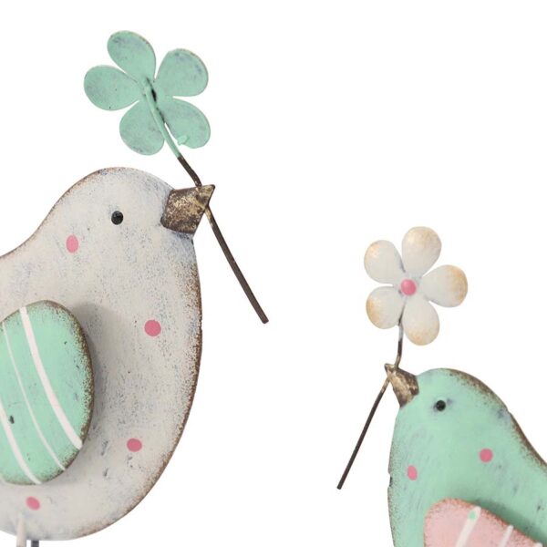 Sweet Heart Metal Birds With Flower Set of 2