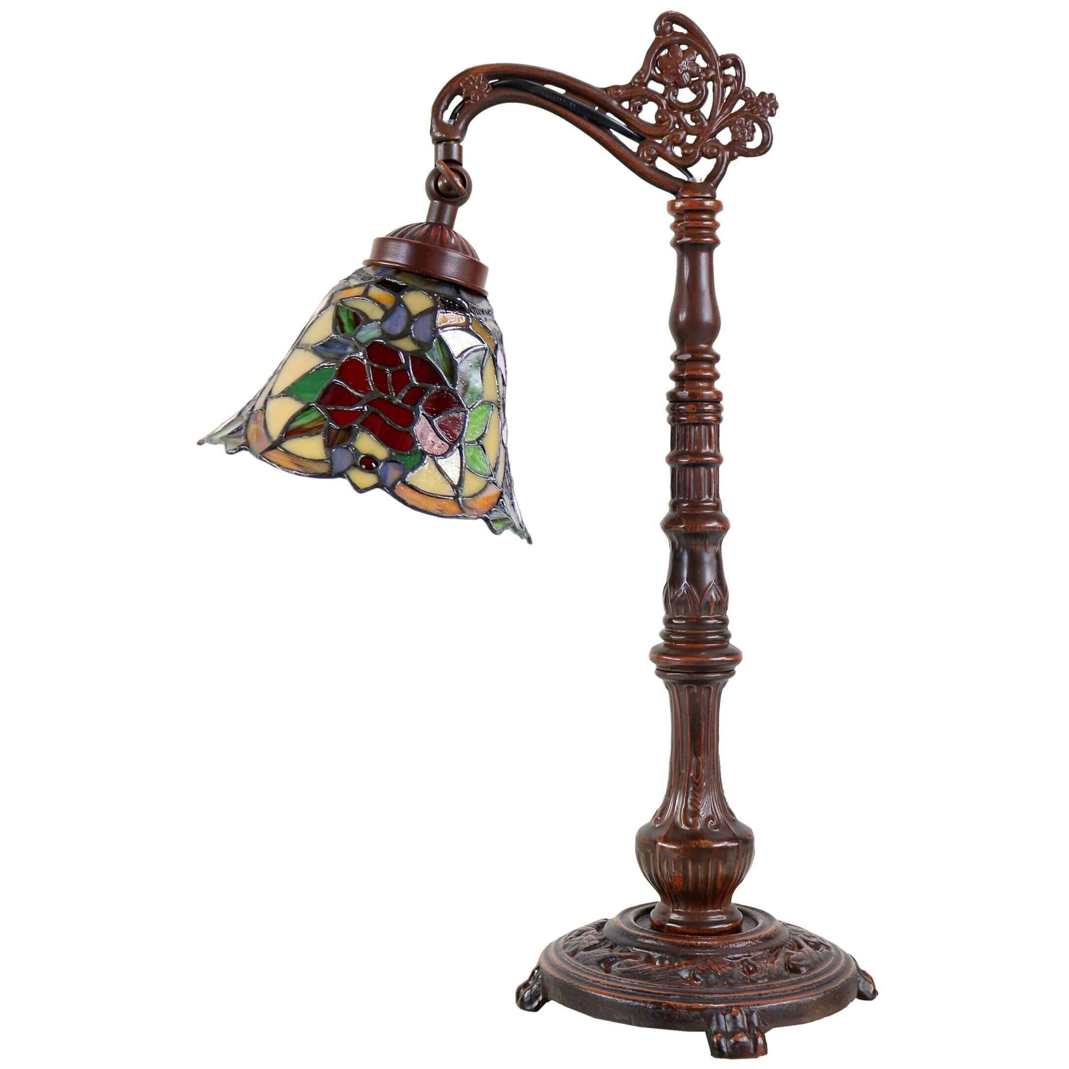 Red Roses Downbridge Tiffany Stained Glass Table Lamp