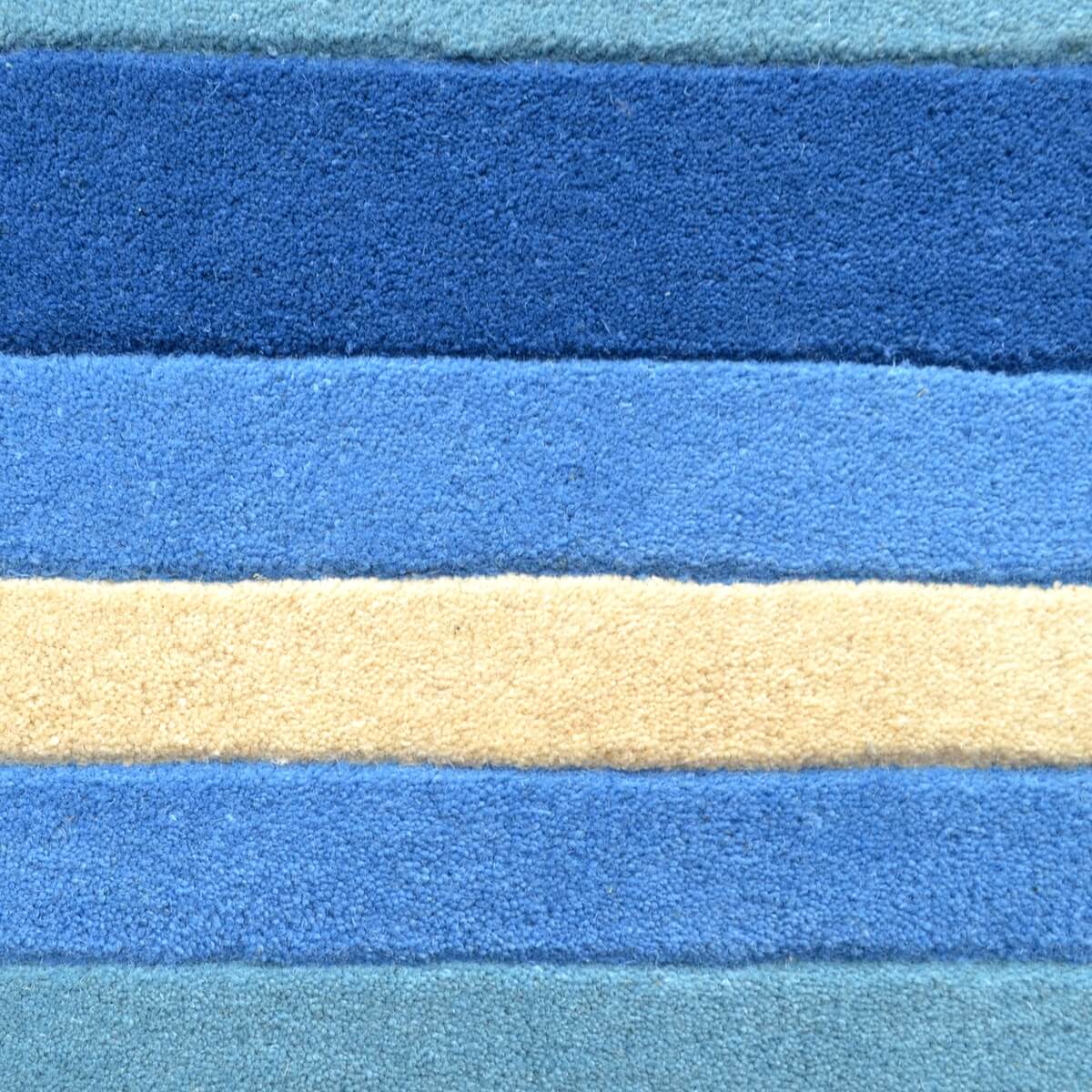 Symphony Stripes Handmade Woollen Rug - Blue - Floor Runner