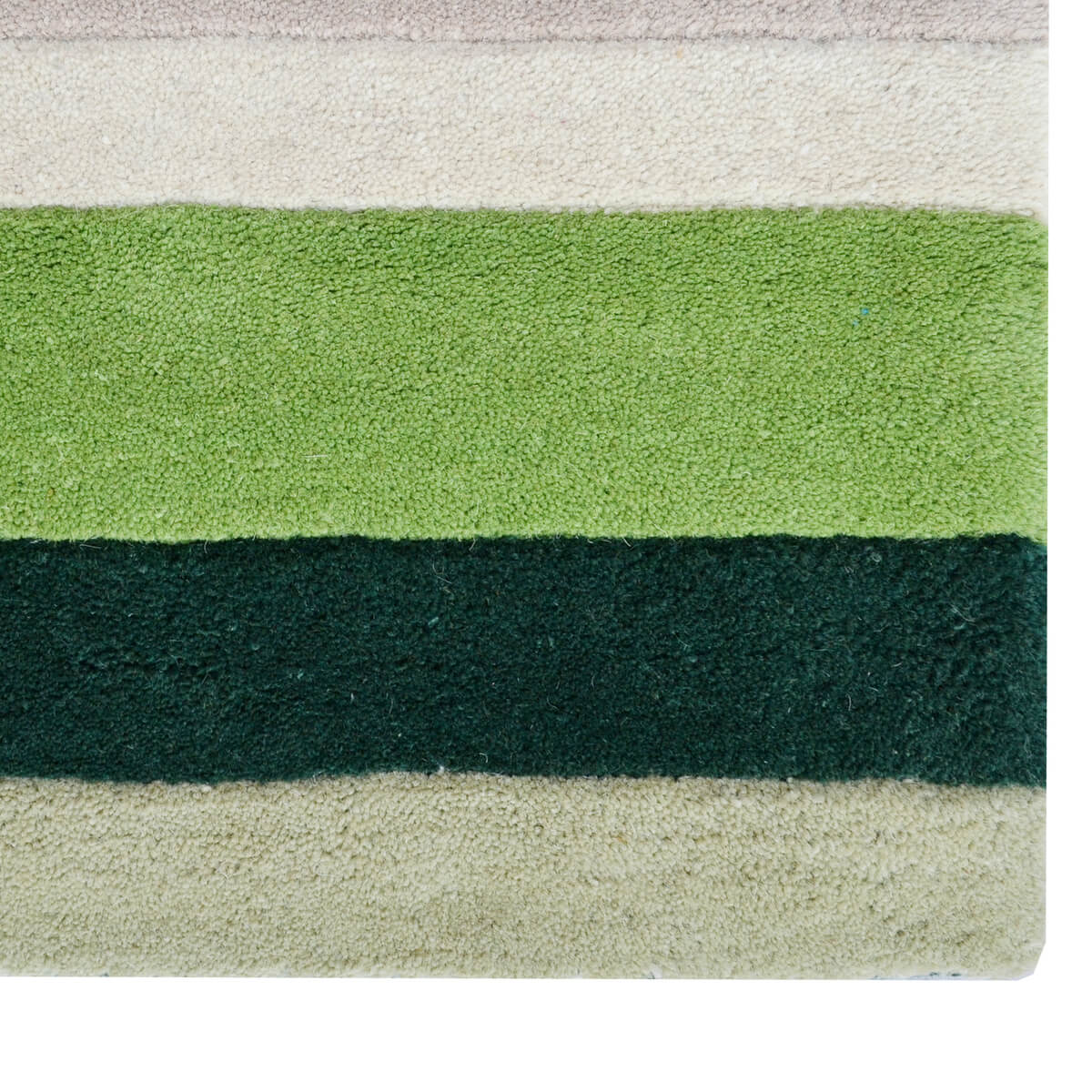 Symphony Stripes Handmade Woollen Rug - Green - Floor Runner