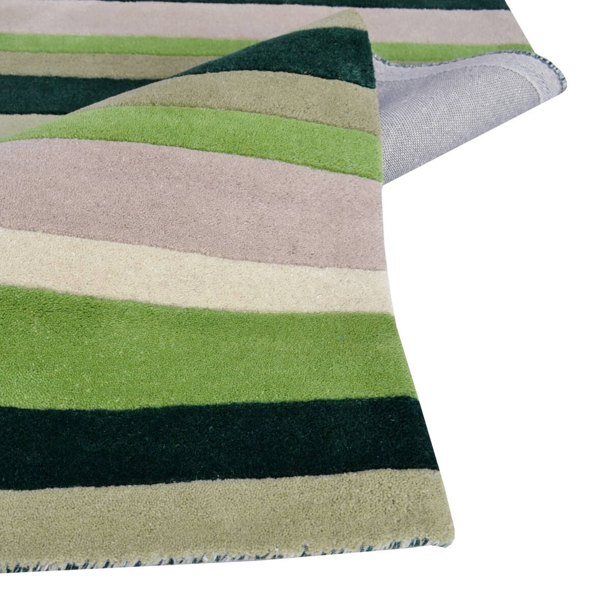 Symphony Stripes Handmade Woollen Rug - Green - Floor Runner