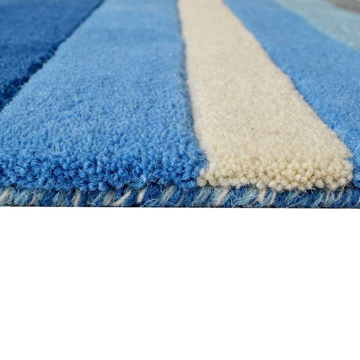 Symphony Stripes Handmade Woollen Rug - Blue - Floor Runner