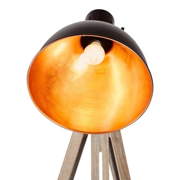 Table Lamp with Black with Gold Inside Gourd Shade - 153cms