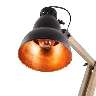 Table Lamp with Black with Gold Inside Gourd Shade