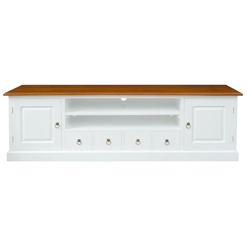 Tasmania Classic 2-Door 4-Drawer TV Cabinet - White Caramel