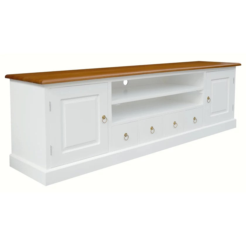 Tasmania Classic 2-Door 4-Drawer TV Cabinet - White Caramel