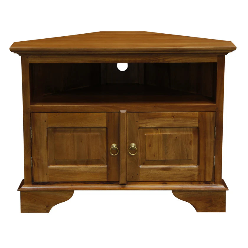 Tasmania Solid Timber 2-Door Corner TV Stand - 90cms