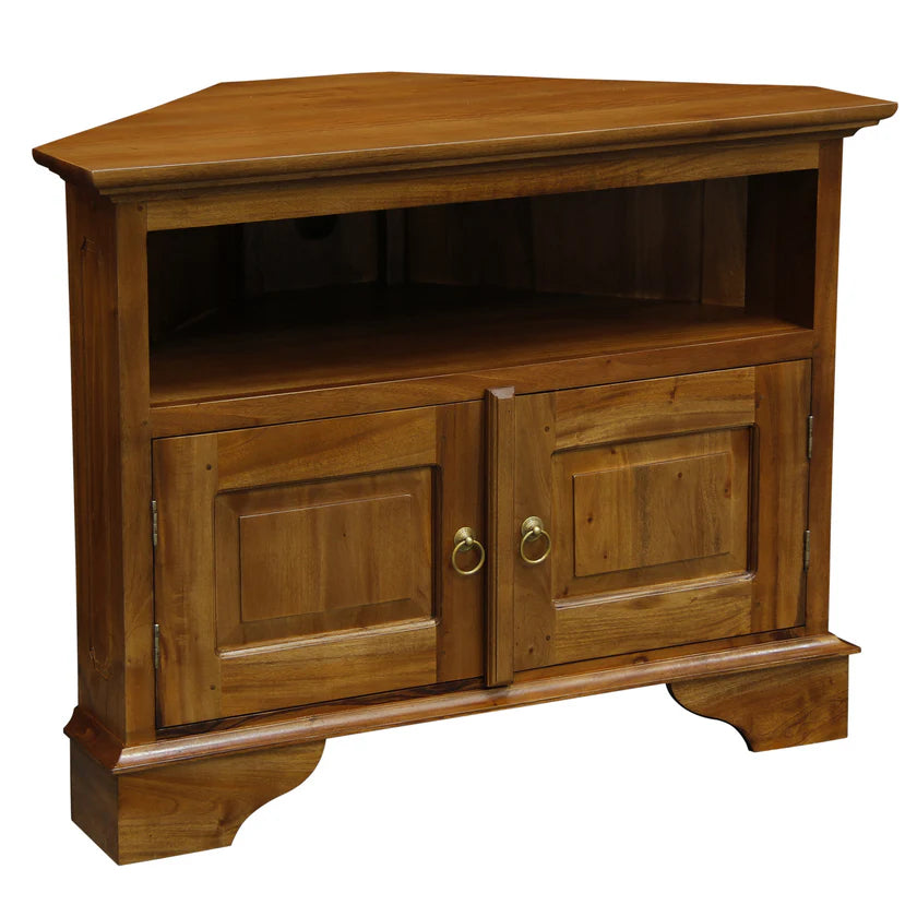 Tasmania Solid Timber 2-Door Corner TV Stand - 90cms