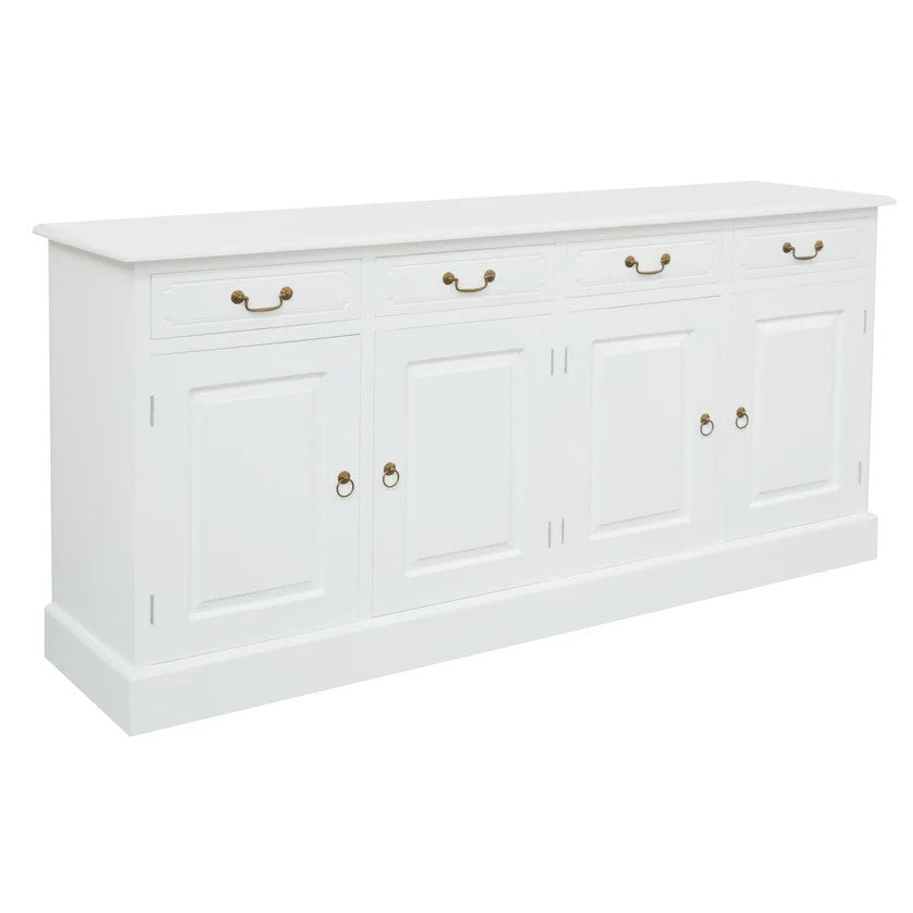 Tasmania Spacious 4-Door 4-Drawer Sideboard - White