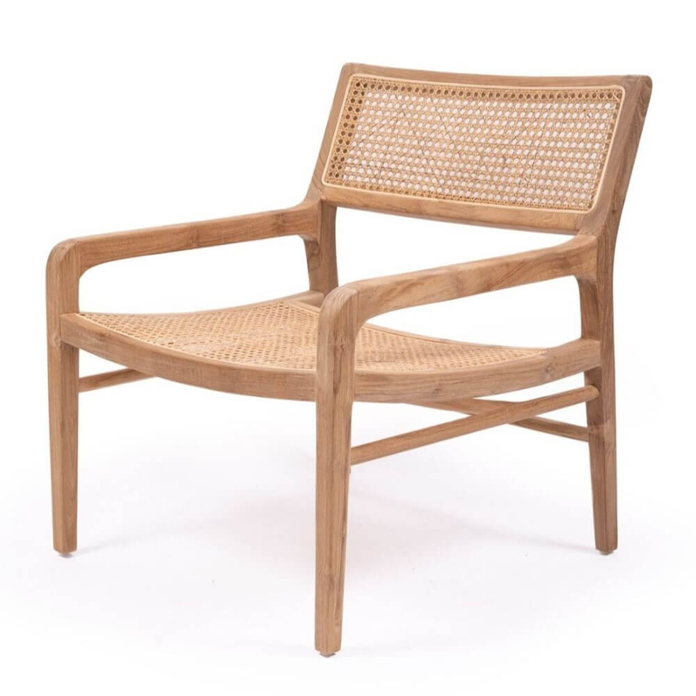 Teak & Rattan Coastal Accent Armchair