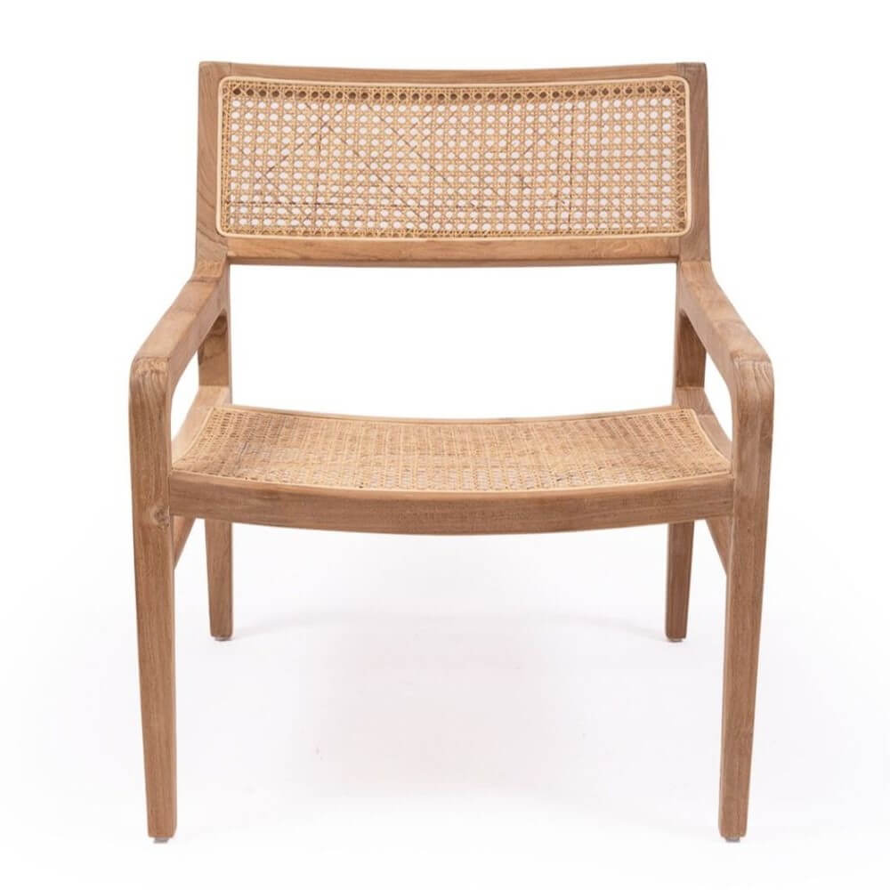 Teak & Rattan Coastal Accent Armchair