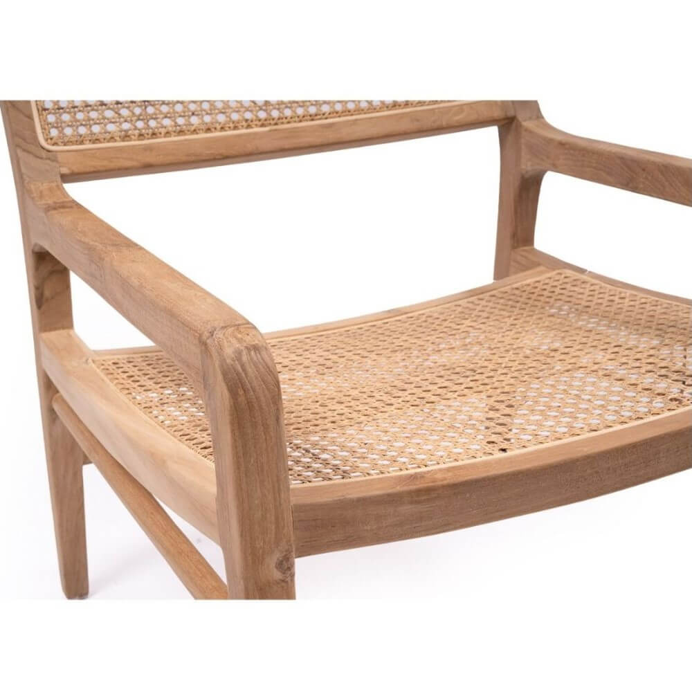 Teak & Rattan Coastal Accent Armchair