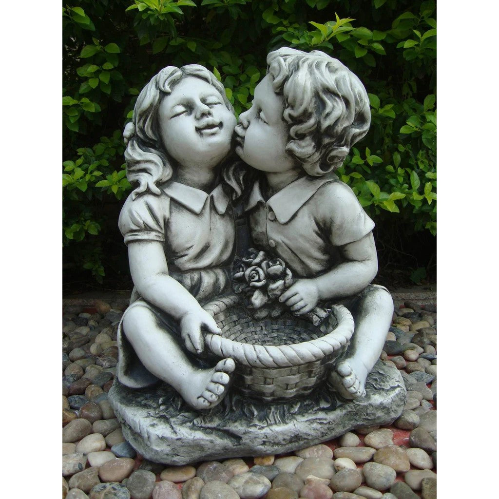 Tender Touch Kissing Boy & Girl Statue