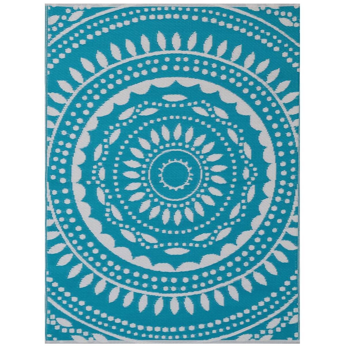 Terrace Reversible Outdoor Rug - Aqua & White (Available in 3 Sizes)