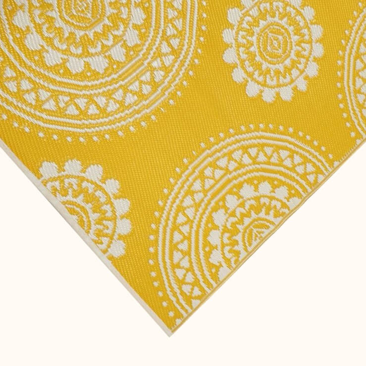 Terrace Reversible Outdoor Rug - Yellow & White (Available in 3 Sizes)