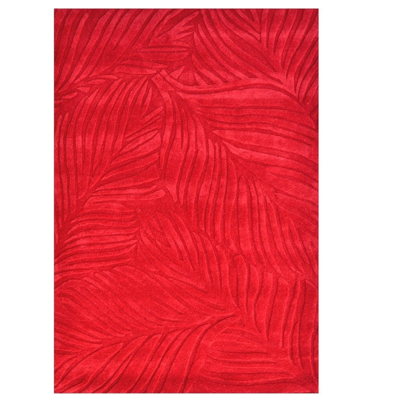 Textured Handmade Woolen Rug -  Red (Available in 3 Sizes)