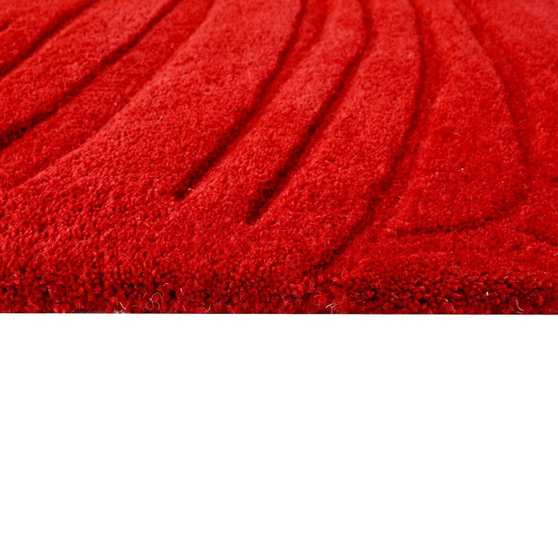 Textured Handmade Woolen Rug -  Red (Available in 3 Sizes)