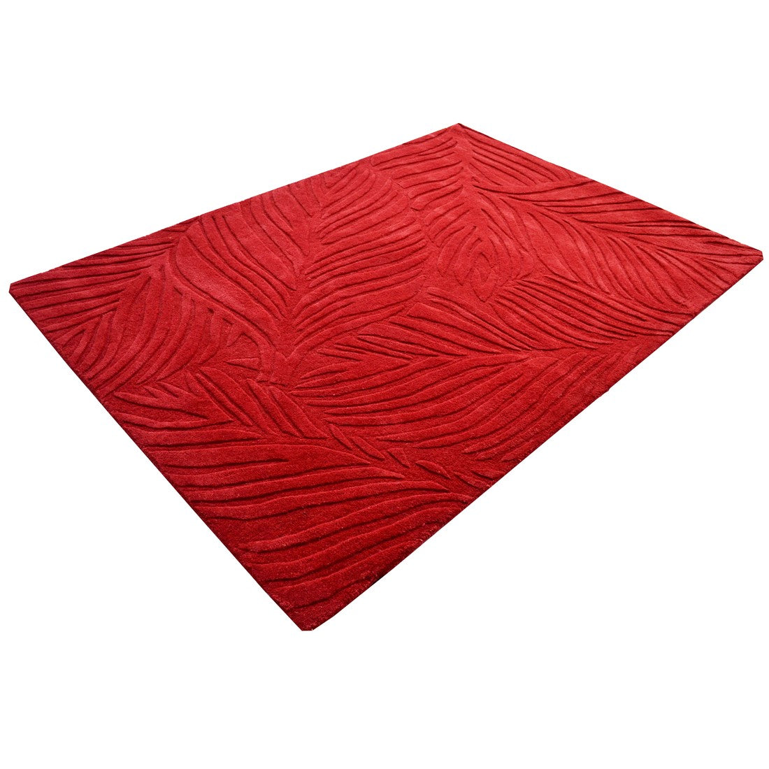 Textured Handmade Woolen Rug -  Red (Available in 3 Sizes)