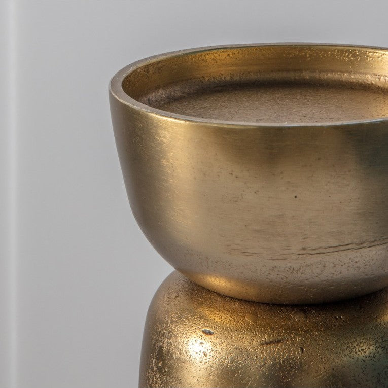 Textured Surface Candle Holder Gold