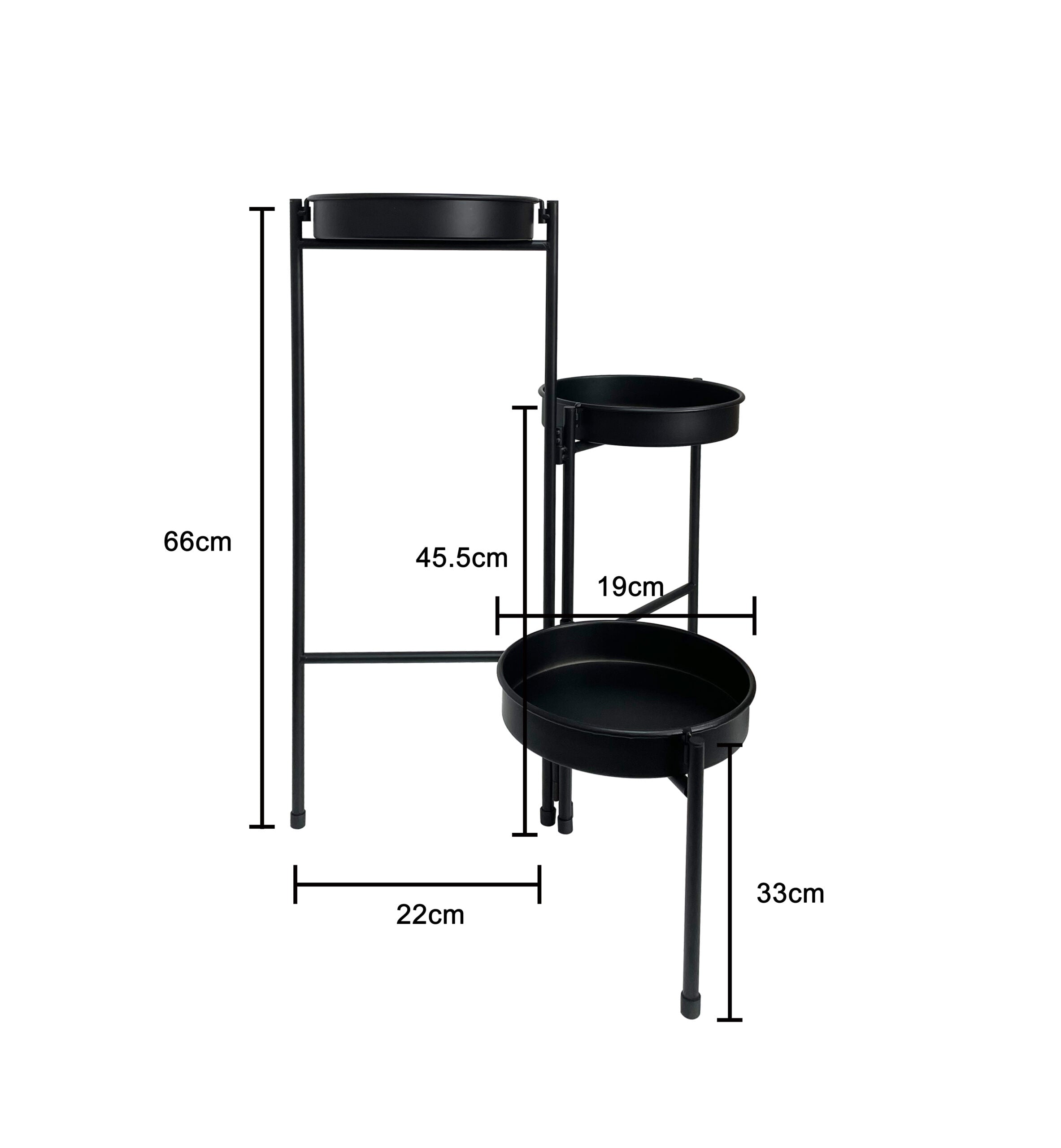 Three Tier Black Folding Plant Potter Stand 61.5cms