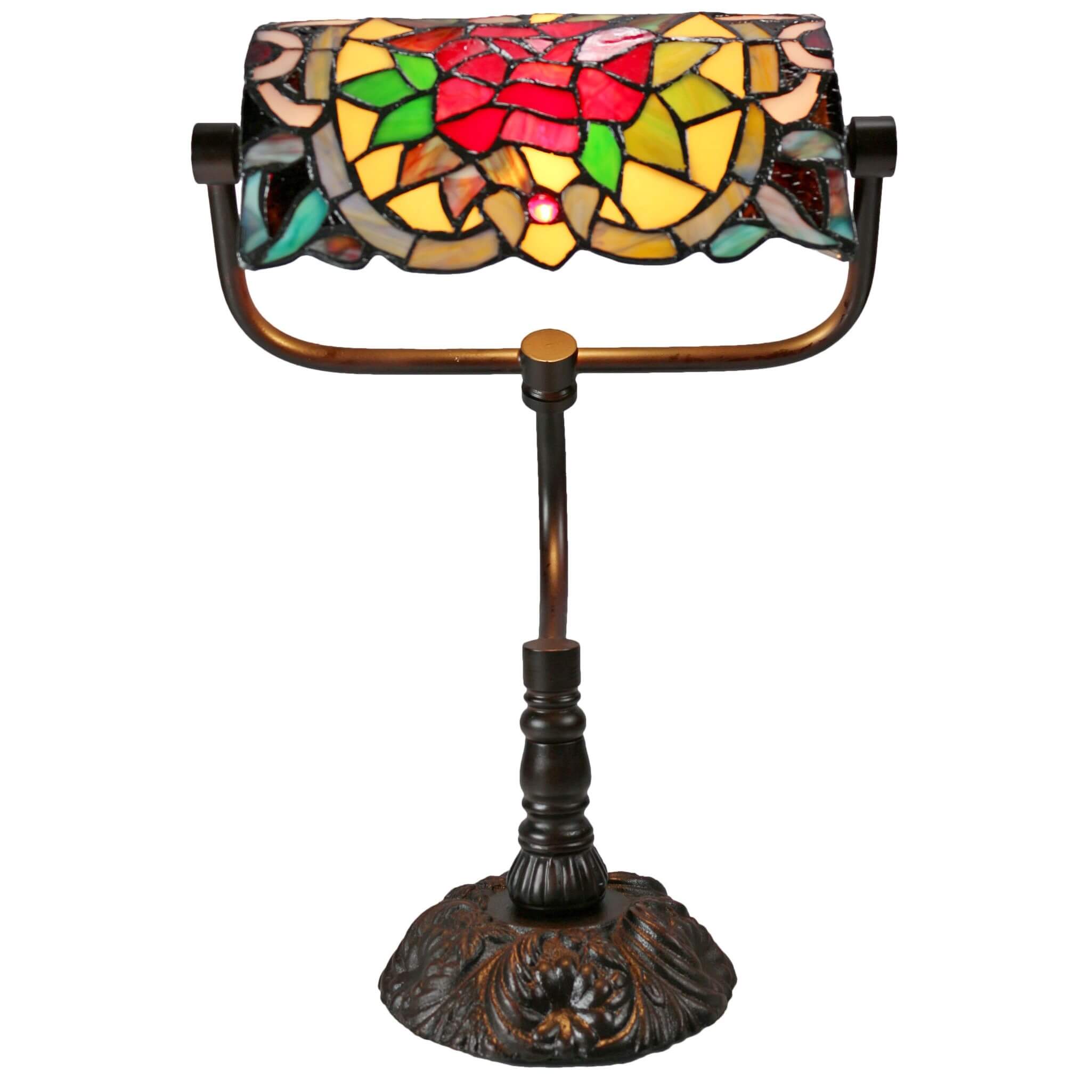 Tiffany Stained Glass Half Cylindrical Shade Table Lamp