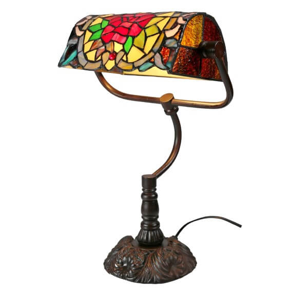 Tiffany Stained Glass Half Cylindrical Shade Table Lamp