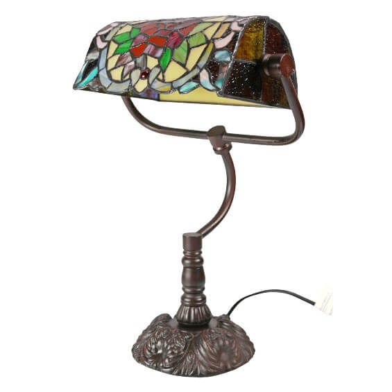 Tiffany Stained Glass Half Cylindrical Shade Table Lamp