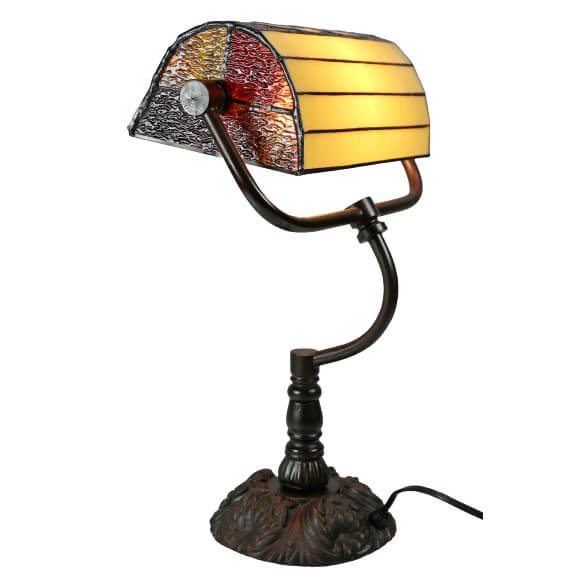 Tiffany Stained Glass Half Cylindrical Shade Table Lamp