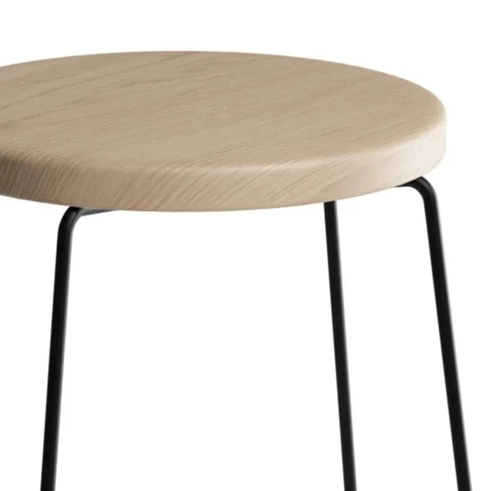 Timber Round Seating Black Base High Stool - (Available in 2 Sizes)