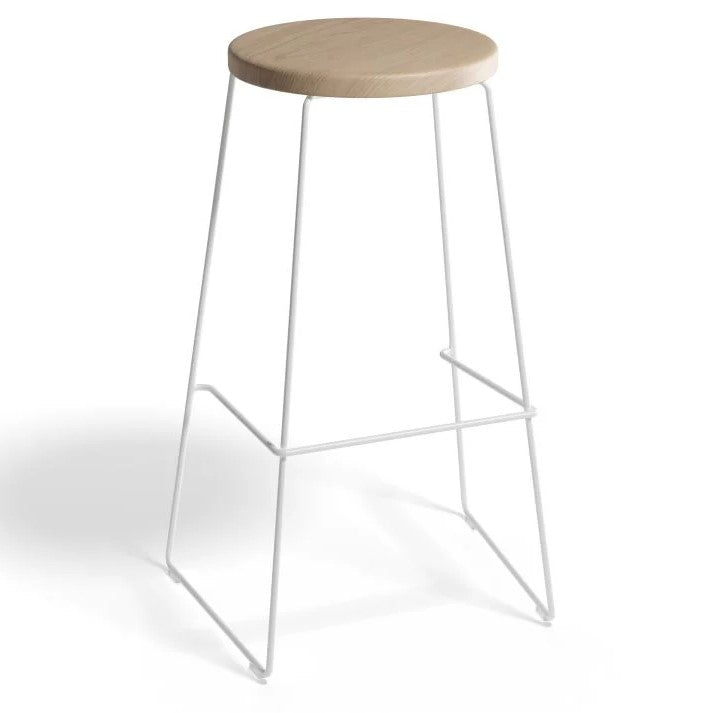 Timber Round Seating White Base High Stool - (Available in 2 Sizes)