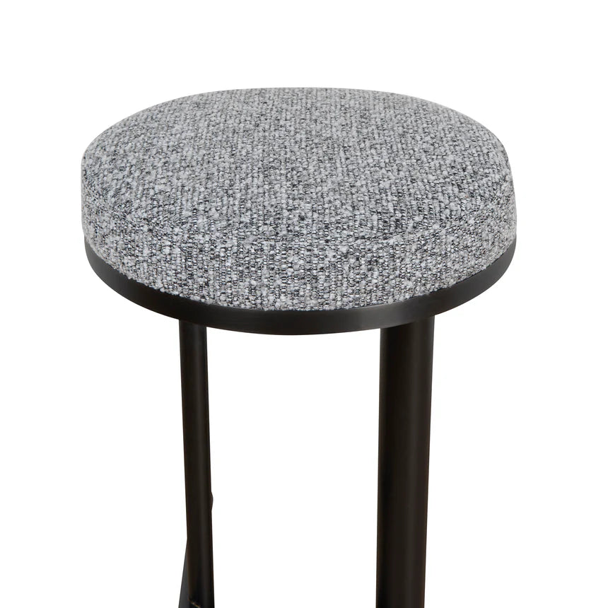 Timeless Black Bar Stool - Graphite Grey Boucle