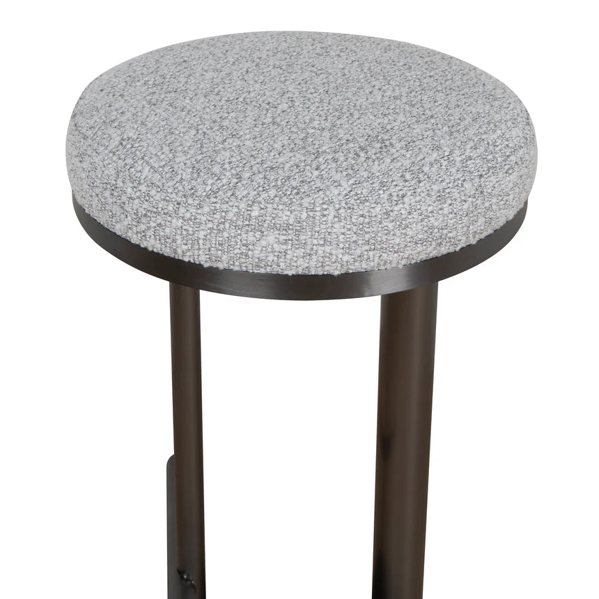 Timeless Black Bar Stool - Silver Grey Boucle