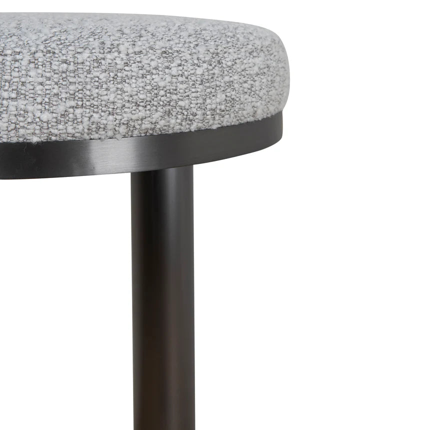 Timeless Black Bar Stool - Silver Grey Boucle