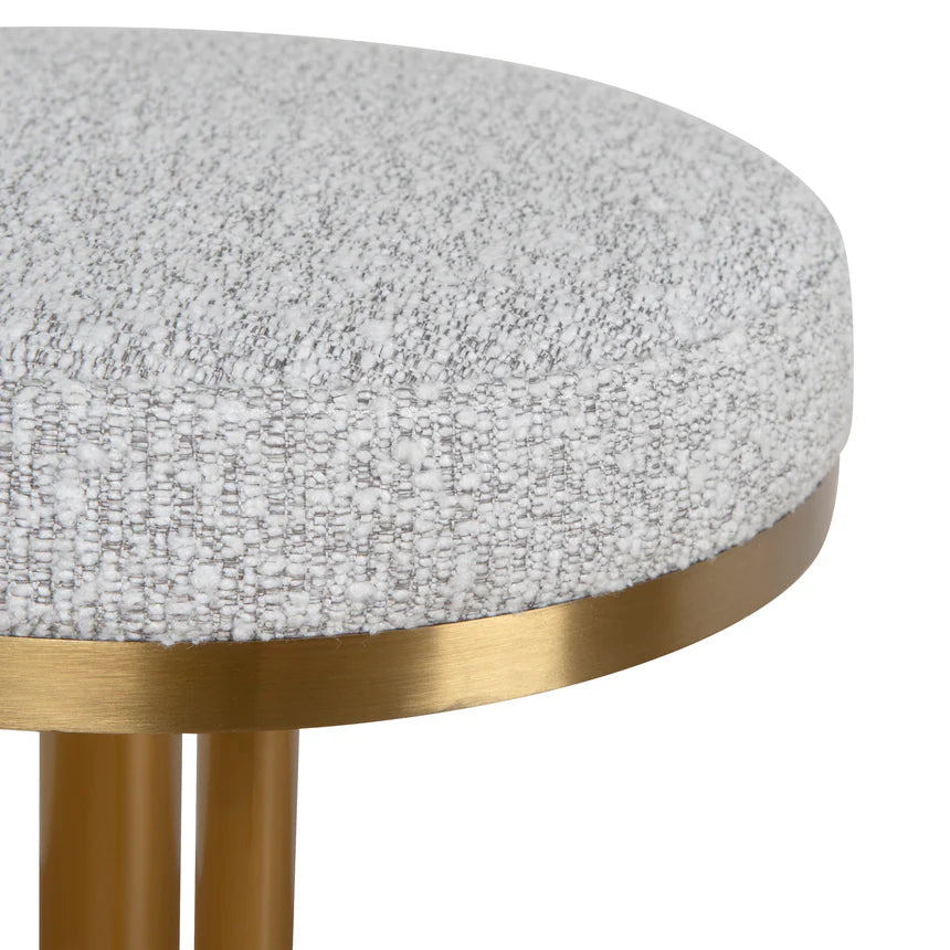 Timeless Brushed Gold Bar Stool - Silver Grey Boucle