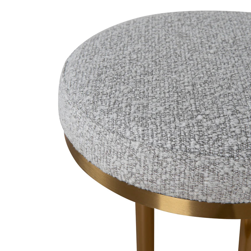 Timeless Brushed Gold Bar Stool - Silver Grey Boucle