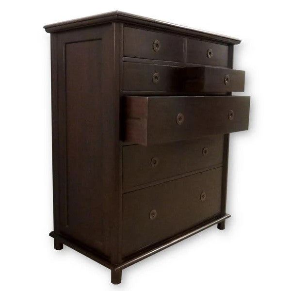 Timeless Design Pencil Chest of Drawers - Dark Mahogany