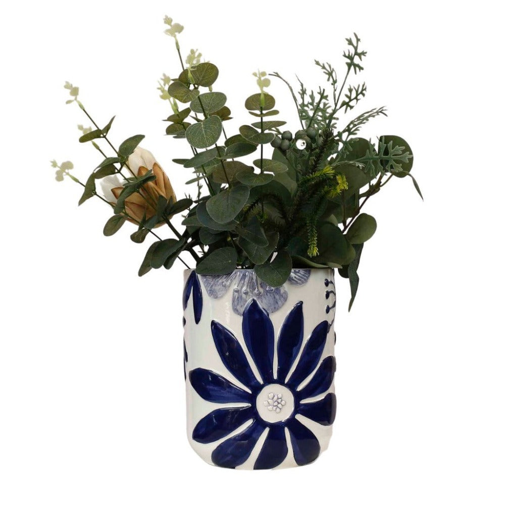 Timeless Hand-Painted Navy Planters - Set of 3