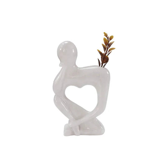 Timeless Harmony Thinking Lady Vase - White