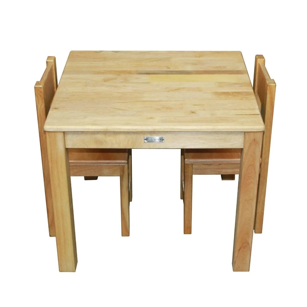 Timeless Rubberwood Dining Table with 2 Stacking Chairs