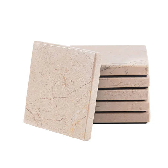 Timeless Square Marble Coaster Plates - Beige