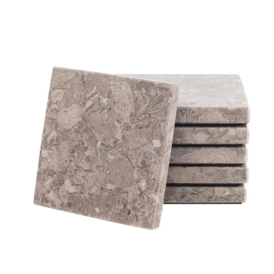 Timeless Square Marble Coaster Plates - Grey