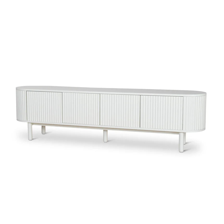 Timeless White Contemporary Chic Entertainment Unit - 200cms