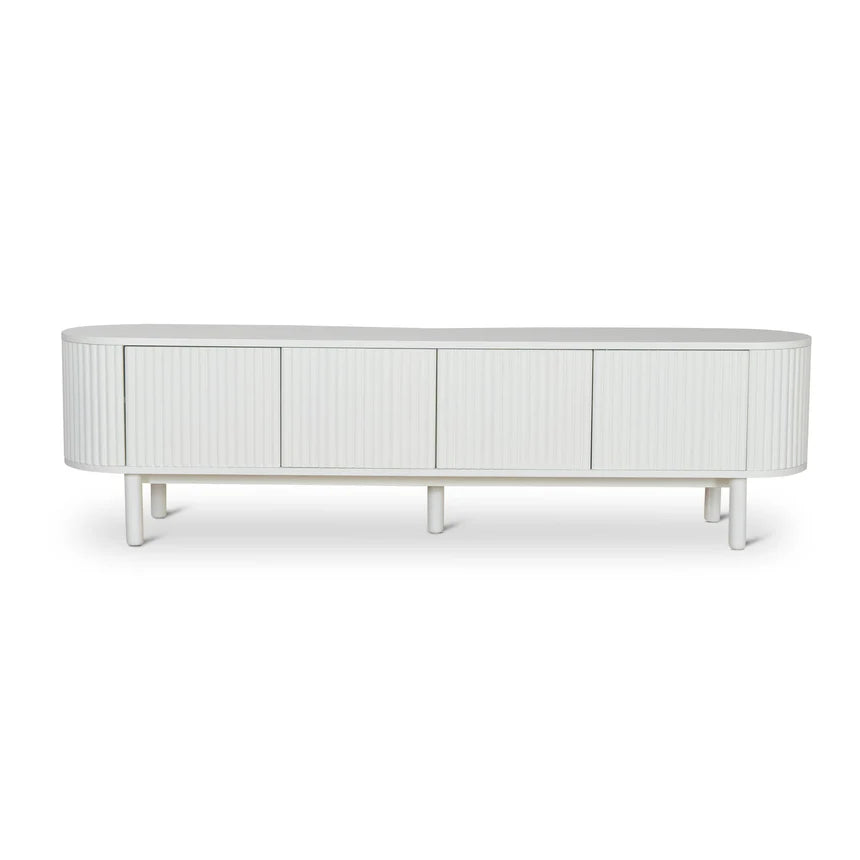 Timeless White Contemporary Chic Entertainment Unit - 200cms