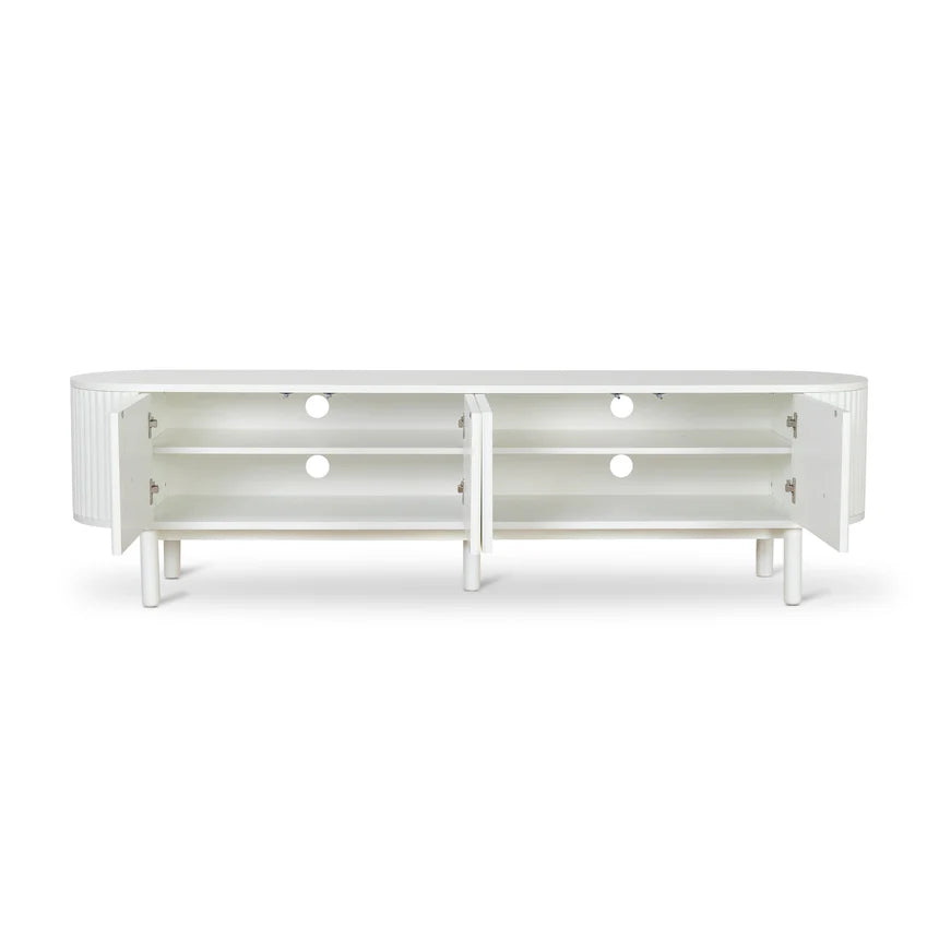 Timeless White Contemporary Chic Entertainment Unit - 200cms